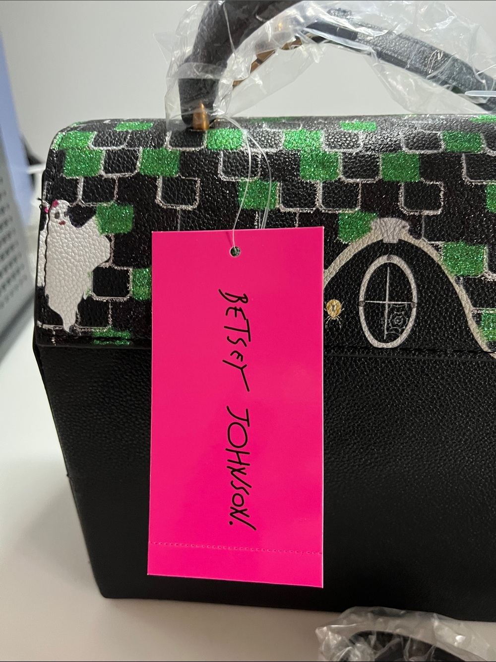 Betsey Johnson Black Orange Green Haunted House Crossbody Bag - Picture 12 of 17